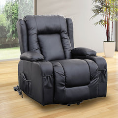 Recliner Chair Electric Massage Chair Lift Heated Leather Lounge Sofa Black Furniture > Bar Stools & Chairs V63-834091 Online Furniture