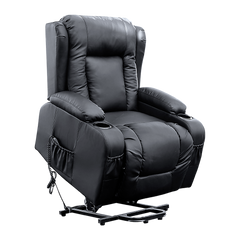 Recliner Chair Electric Massage Chair Lift Heated Leather Lounge Sofa Black Furniture > Bar Stools & Chairs V63-834091 Online Furniture