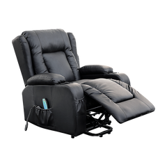 Recliner Chair Electric Massage Chair Lift Heated Leather Lounge Sofa Black Furniture > Bar Stools & Chairs V63-834091 Online Furniture