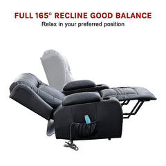 Recliner Chair Electric Massage Chair Lift Heated Leather Lounge Sofa Black Furniture > Bar Stools & Chairs V63-834091 Online Furniture