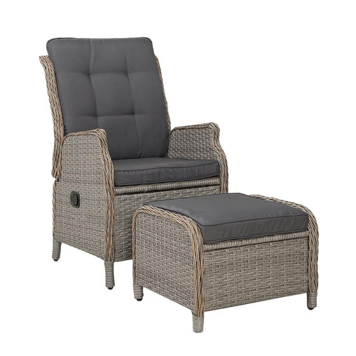 Recliner Chair Sun lounge Outdoor Setting Patio Furniture Wicker Sofa - ozily