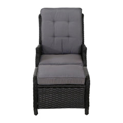 Recliner Chair Sun lounge Setting Outdoor Furniture Patio Wicker Sofa - ozily