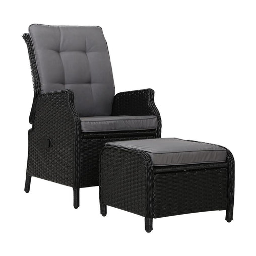 Recliner Chair Sun lounge Setting Outdoor Furniture Patio Wicker Sofa - ozily