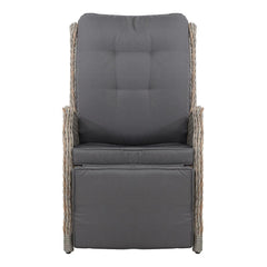 Recliner Chairs Sun lounge Outdoor Furniture Setting Patio Wicker Sofa Grey 2pcs - ozily