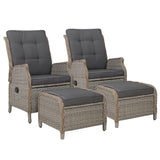 Recliner Chairs Sun lounge Outdoor Patio Furniture Wicker Sofa Lounger 2pcs