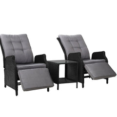 Recliner Chairs Sun lounge Setting Outdoor Furniture Patio Wicker Sofa Furniture ODF-RCL-RW-FT-3BK Online Furniture