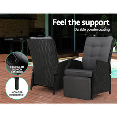 Recliner Chairs Sun lounge Setting Outdoor Furniture Patio Wicker Sofa Furniture ODF-RCL-RW-FT-3BK Online Furniture