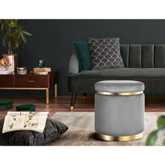 Round Velvet Ottoman Foot Stool Foot Rest Pouffe Padded Seat Bedroom Footstool - ozily