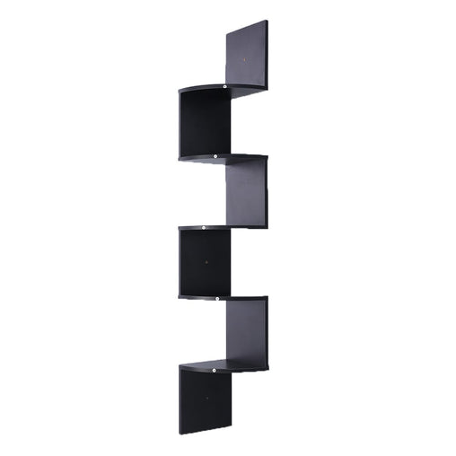 Sarantino 5 Tier Corner Wall Shelf Display Shelves Dvd Book Storage Rack Floating Mounted - Black Furniture > Living Room V240-WSH-KLN-BK Online Furniture