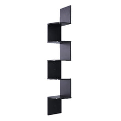 Sarantino 5 Tier Corner Wall Shelf Display Shelves Dvd Book Storage Rack Floating Mounted - Black Furniture > Living Room V240-WSH-KLN-BK Online Furniture
