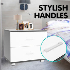 Sarantino Bedside Table Cabinet Storage Chest 2 Drawers Lamp Side Nightstand White Black Furniture > Living Room V240-CBT-59-40-51-WHBK Online Furniture