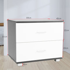 Sarantino Bedside Table Cabinet Storage Chest 2 Drawers Lamp Side Nightstand White Black Furniture > Living Room V240-CBT-59-40-51-WHBK Online Furniture