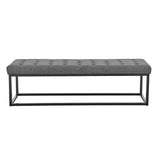 Sarantino Cameron Button-tufted Upholstered Bench With Metal Legs - Dark Grey Linen