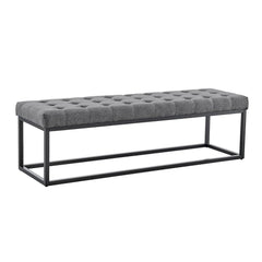 Sarantino Cameron Button-tufted Upholstered Bench With Metal Legs - Dark Grey Linen Furniture > Living Room V240-BCH-424-DGY Online Furniture