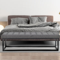 Sarantino Cameron Button-tufted Upholstered Bench With Metal Legs - Dark Grey Linen Furniture > Living Room V240-BCH-424-DGY Online Furniture