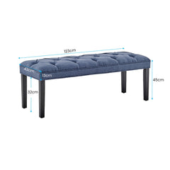 Sarantino Cate Button-tufted Upholstered Bench With Tapered Legs By Sarantino - Blue Linen Furniture > Living Room V240-BCH-438-BU Online Furniture