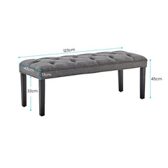 Sarantino Cate Button-tufted Upholstered Bench With Tapered Legs - Dark Grey Linen Furniture > Living Room V240-BCH-438-DGY Online Furniture