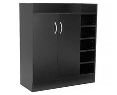 Sarantino New 21 Pairs Shoe Cabinet Rack Storage Organiser Shelf 2 Doors Cupboard Black Furniture > Living Room V240-CBT-080-030-090-BK Online Furniture