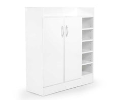 Sarantino New 21 Pairs Shoe Cabinet Rack Storage Organiser Shelf 2 Doors Cupboard White Furniture > Living Room V240-CBT-080-030-090-WH Online Furniture