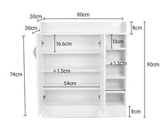 Sarantino New 21 Pairs Shoe Cabinet Rack Storage Organiser Shelf 2 Doors Cupboard White Furniture > Living Room V240-CBT-080-030-090-WH Online Furniture