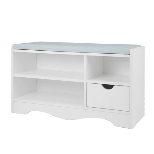 Sarantino Shoe Rack Cabinet Organiser Grey Cushion Stool Bench - 80 X 30 X 45 - White Furniture > Living Room V240-CBT-80-30-45-WHGY Online Furniture