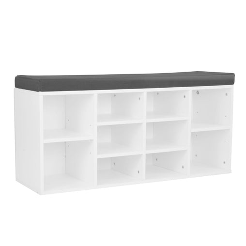 Sarantino Shoe Rack Cabinet Organiser Grey Cushion Sttol Bench Ottoman - 104 X 30 X 45 - White Furniture > Living Room V240-CBT-104-30-48-WHGY Online Furniture