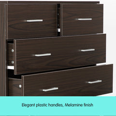 Sarantino Tallboy Dresser 6 Chest Of Drawers Cabinet 85 X 39.5 X 105 - Brown Furniture > Living Room V240-CBT-085-040-105-BW Online Furniture