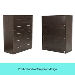 Sarantino Tallboy Dresser 6 Chest Of Drawers Cabinet 85 X 39.5 X 105 - Brown Furniture > Living Room V240-CBT-085-040-105-BW Online Furniture