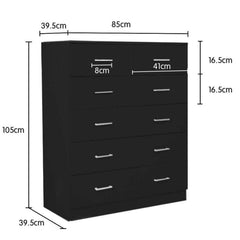 Sarantino Tallboy Dresser 6 Chest Of Drawers Table Cabinet Bedroom Storage Black Furniture > Living Room V240-CBT-085-040-105-BK Online Furniture