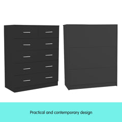 Sarantino Tallboy Dresser 6 Chest Of Drawers Table Cabinet Bedroom Storage Black Furniture > Living Room V240-CBT-085-040-105-BK Online Furniture