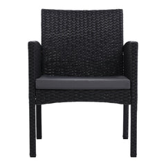 Set of 2 Outdoor Bistro Chairs Patio Furniture Dining Chair Wicker Garden Cushion Gardeon Furniture > Outdoor ODF-CHAIR-TEA-XL-BK-2X Online Furniture