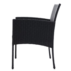 Set of 2 Outdoor Bistro Chairs Patio Furniture Dining Chair Wicker Garden Cushion Gardeon Furniture > Outdoor ODF-CHAIR-TEA-XL-BK-2X Online Furniture