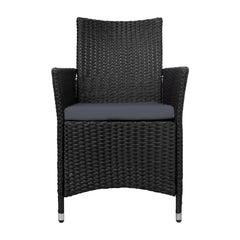 Set of 2 Outdoor Bistro Set Chairs Patio Furniture Dining Wicker Garden Cushion Gardeon Furniture > Outdoor ODF-CHAIR-630-BK-2X Online Furniture