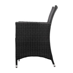 Set of 2 Outdoor Bistro Set Chairs Patio Furniture Dining Wicker Garden Cushion Gardeon Furniture > Outdoor ODF-CHAIR-630-BK-2X Online Furniture