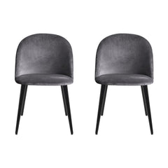 Set of 2 Velvet Modern Dining Chair - Dark Grey - ozily