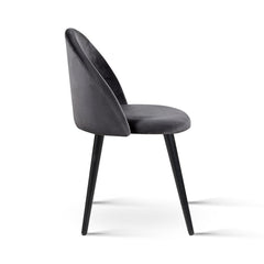 Set of 2 Velvet Modern Dining Chair - Dark Grey - ozily