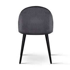 Set of 2 Velvet Modern Dining Chair - Dark Grey - ozily