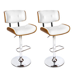 Set of 2 Wooden Gas Lift Bar Stool - White and Chrome Furniture BA-TW-8045-WHX2 Online Furniture