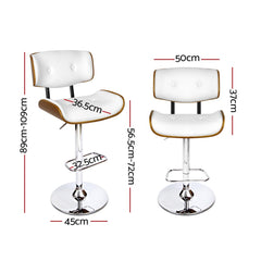 Set of 2 Wooden Gas Lift Bar Stool - White and Chrome Furniture BA-TW-8045-WHX2 Online Furniture