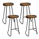 Set of 4 Elm Wood Backless Bar Stools 75cm - Black