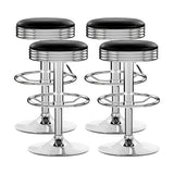 Set of 4 PU Leather Bar Stools Kitchen Bar Stool Dining Chair Black Anton Swivel