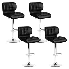 Set of 4 PU Leather Gas Lift Bar Stools - Black and Chrome Furniture BA-TW-4059-BKX4 Online Furniture