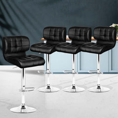 Set of 4 PU Leather Gas Lift Bar Stools - Black and Chrome Furniture BA-TW-4059-BKX4 Online Furniture