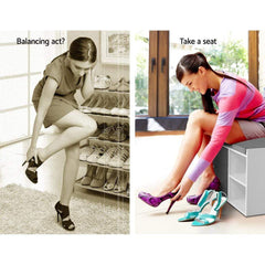 Shoe Cabinet Bench Shoes Storage Organiser Rack Wooden Cupboard Fabric Seat Adjustable Shelf - ozily