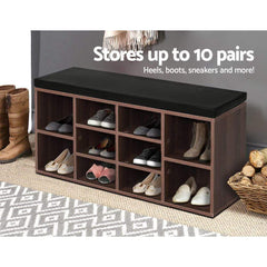 Shoe Cabinet Bench Shoes Storage Rack Organiser Shelf Cupboard Box Walnut - ozily