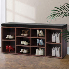 Shoe Cabinet Bench Shoes Storage Rack Organiser Shelf Cupboard Box Walnut - ozily