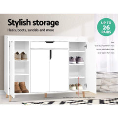 Shoe Cabinet Shoes Storage Rack 120cm Organiser White Drawer Cupboard - ozily