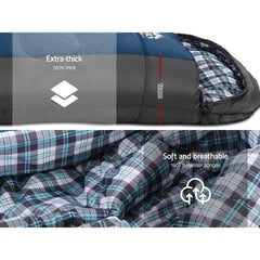 Sleeping Bag Bags Single Camping Hiking -20°C to 10°C Tent Winter Thermal Navy - ozily