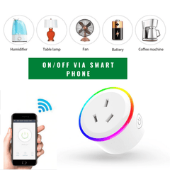 Smart WIFI Plug with RGB Light, App Remote Control, Timing Function, Compatible with Alexa, Google Assistant, SmartThings, FCC, SAA & ETL Certified