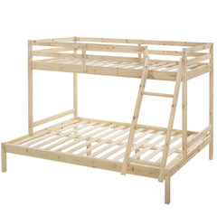 Solid Timber Triple Bunk Bed Single over Double Natural Furniture > Bedroom V80-TRI-BB-NAT Online Furniture